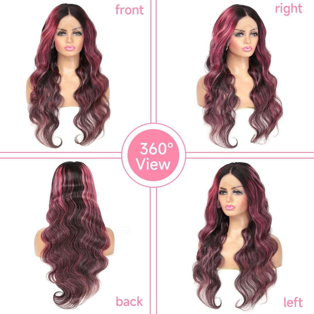 Glamour Wave Pink Ombre Wig
