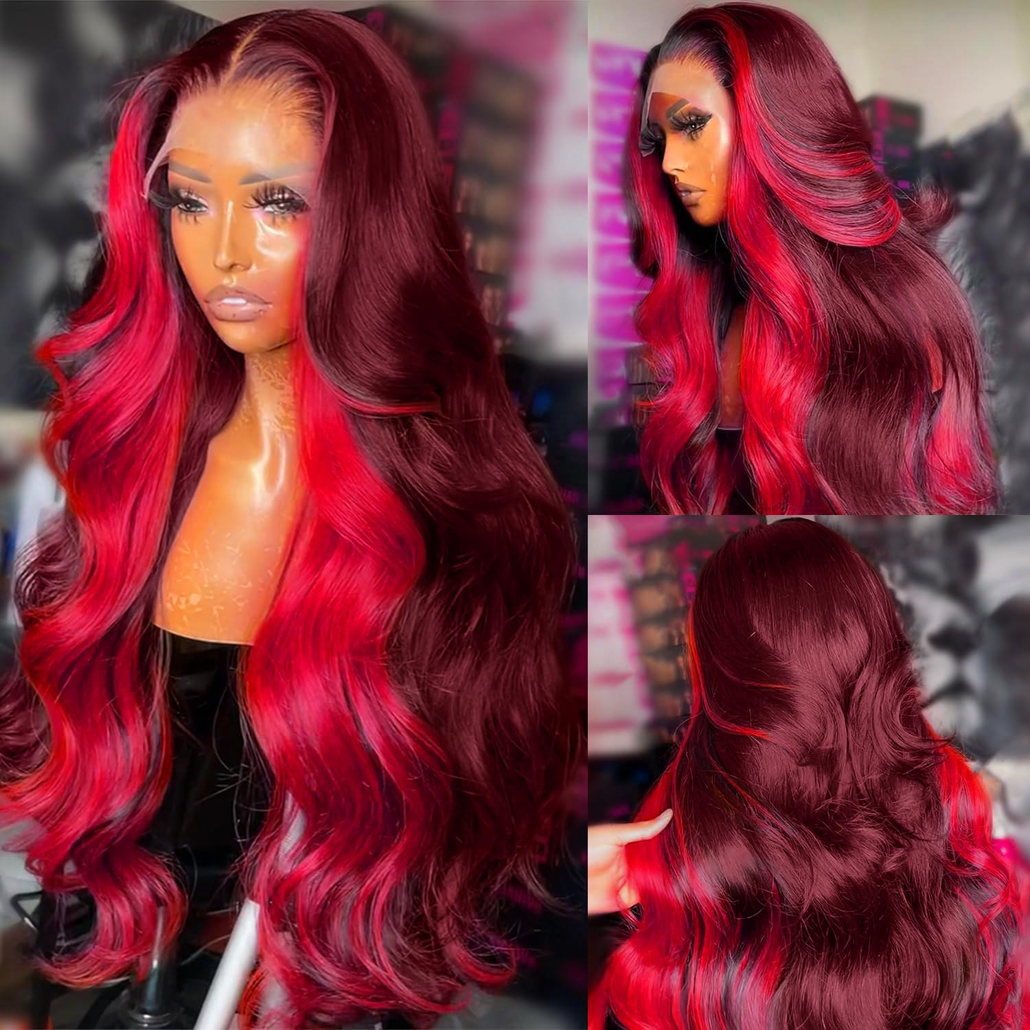 Glamorous Burgundy Lace Wig