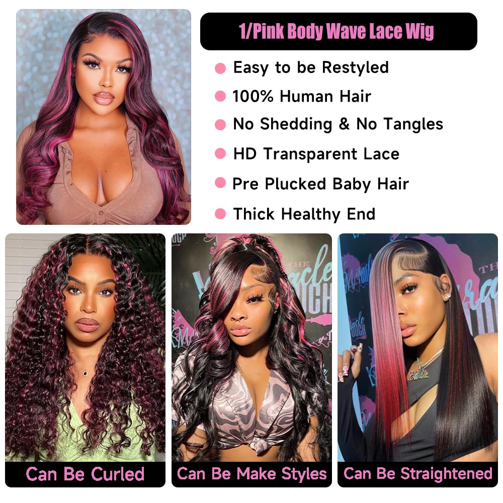 Glamour Wave Pink Ombre Wig