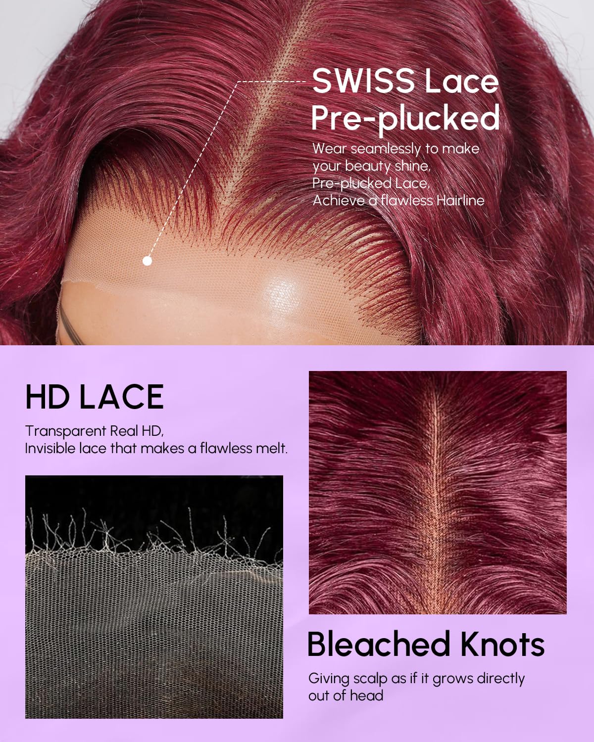 Burgundy Glam Deep Wave Wig