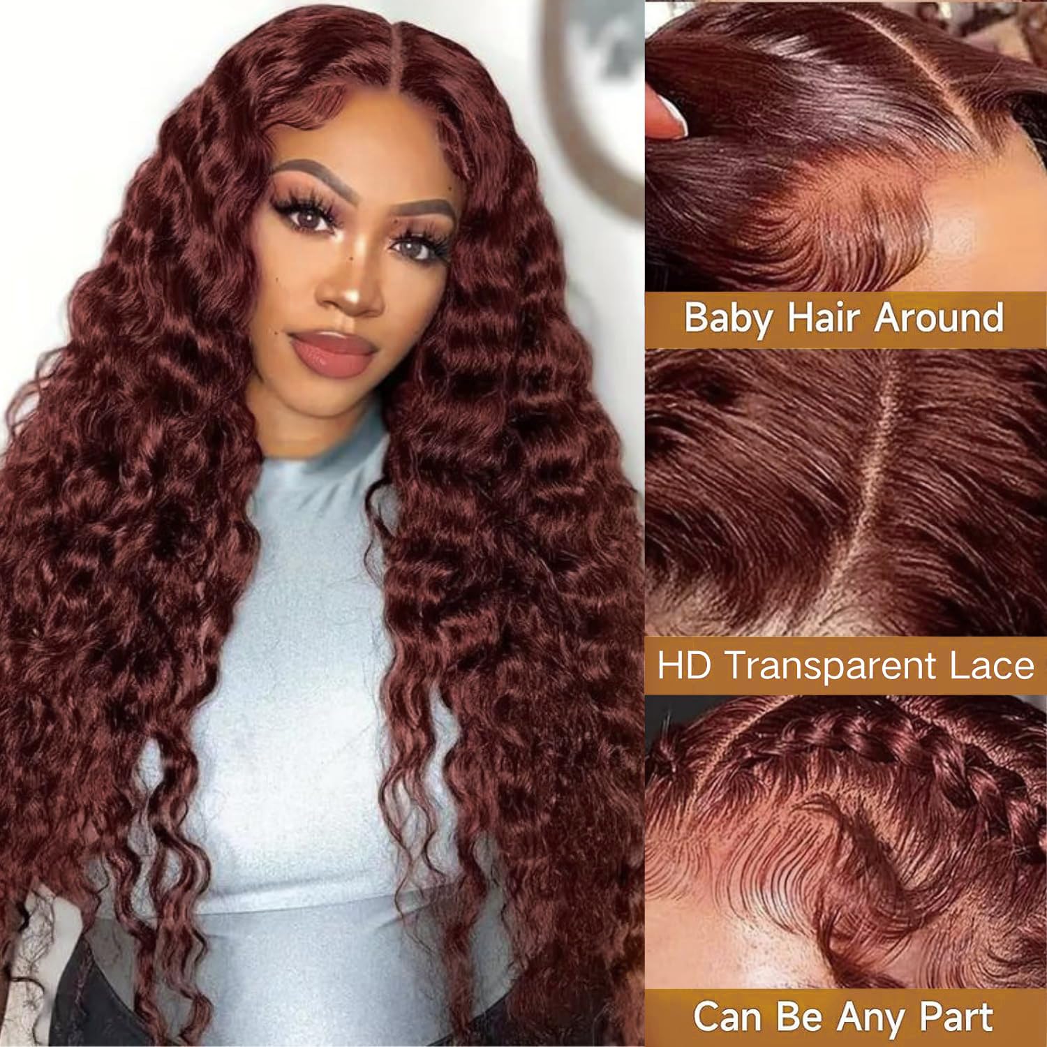 Luxurious Reddish Brown Wig