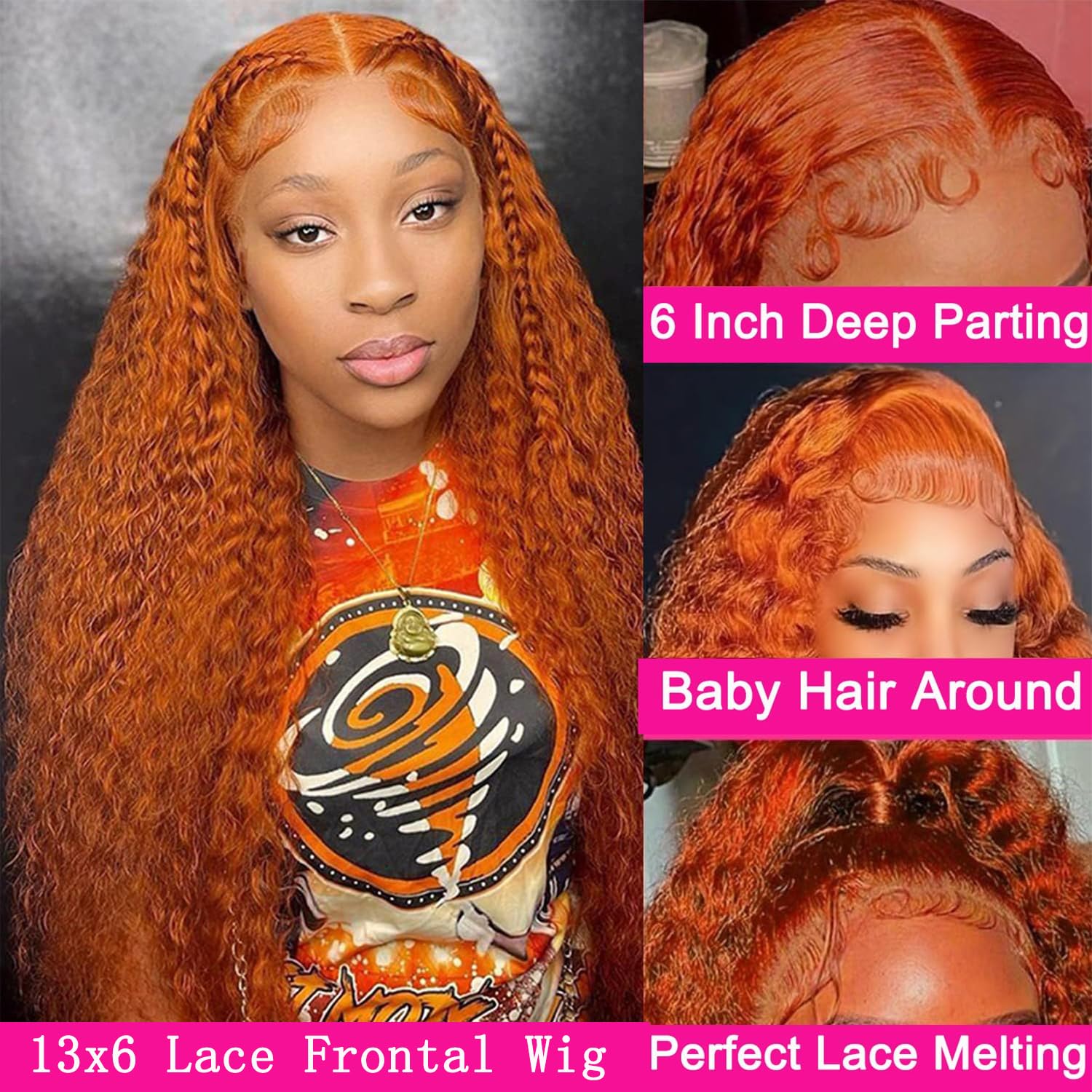 Glamorous Deep Wave Ginger Wig