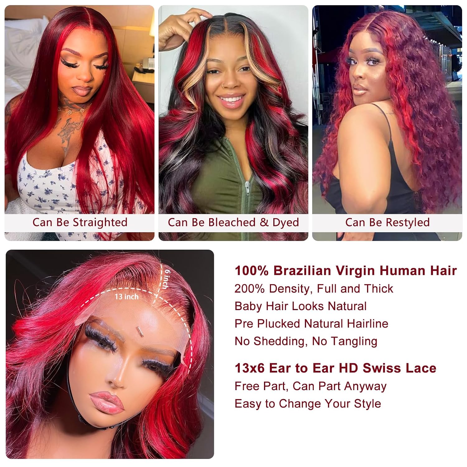 Glamorous Burgundy Lace Wig